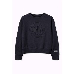 DKNY Sport cropped sweatshirt in solid black with tonal embossed logo on front